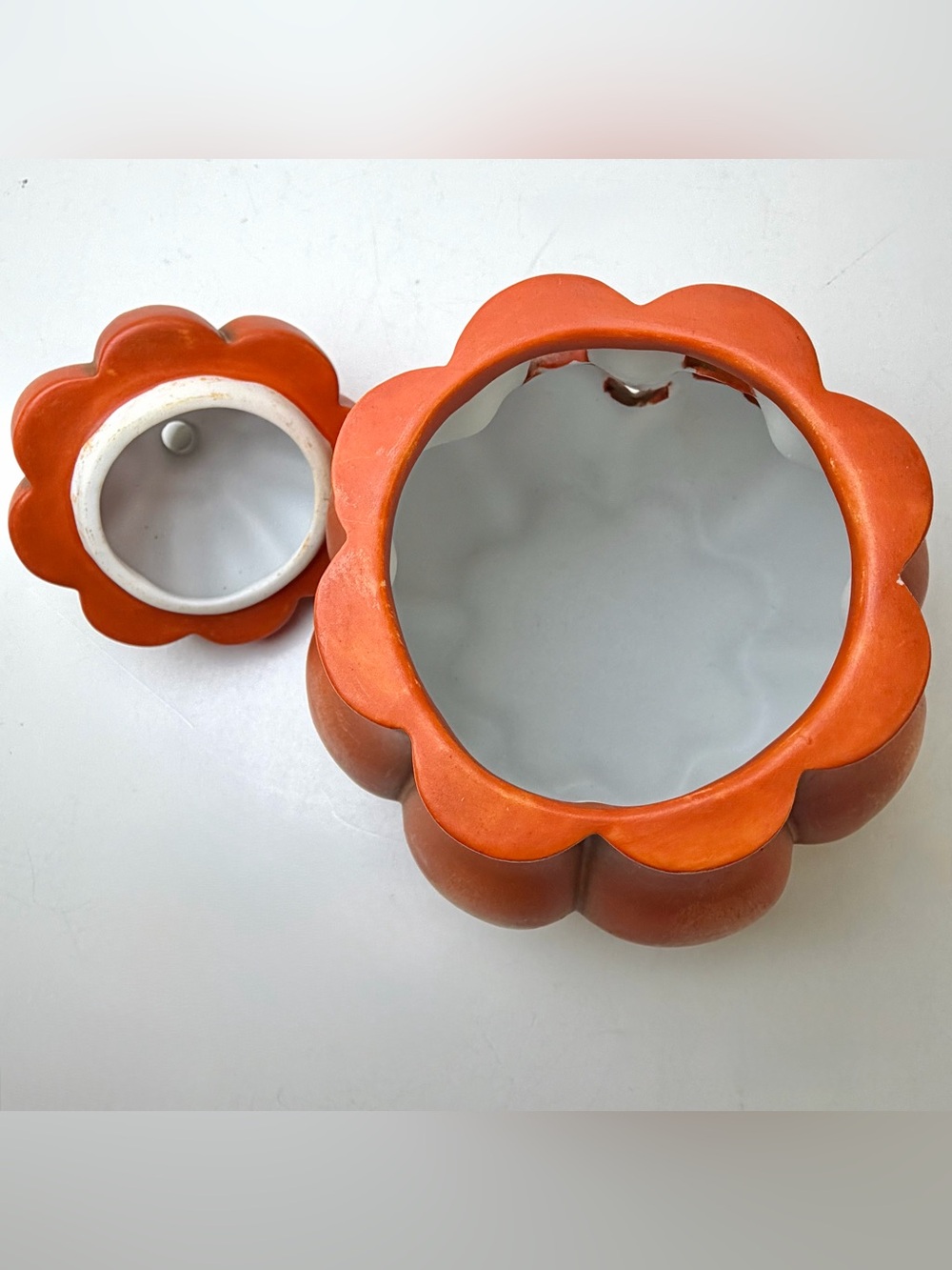 Ceramic Jack O Lantern Pumpkin Tealight Candle Holder Halloween Decor 7” - Picture 8 of 12